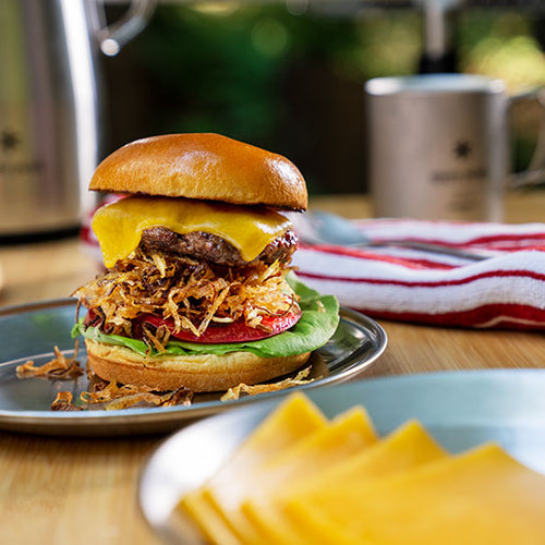 Cheesy Shoestring Burgers