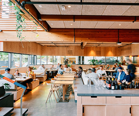 An expansive view of the Takibi dining room.